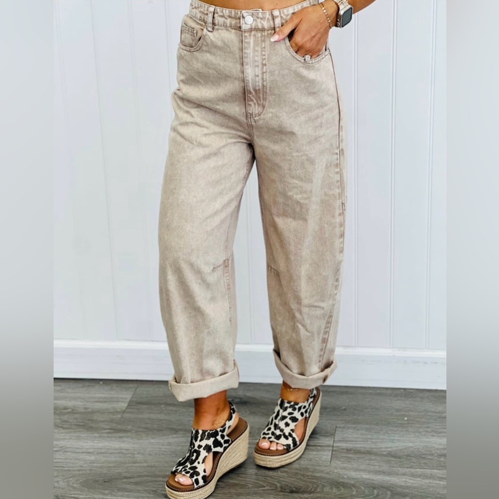 White Birch Light Tan Boyfriend Jeans